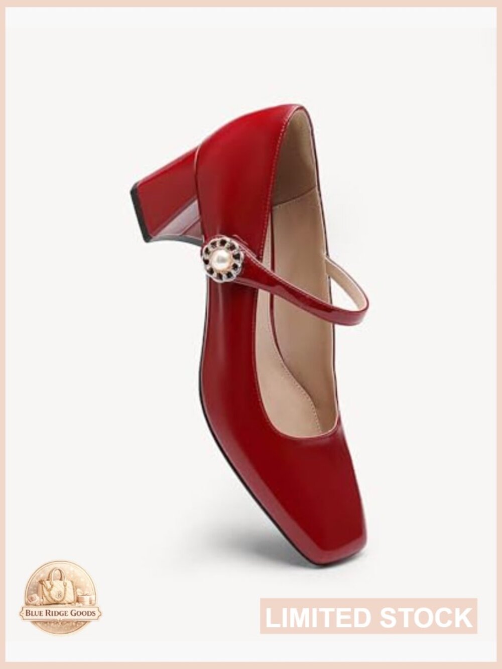 Patent Leather Mary Janes Chunky Heel Square Toe Block Heel Pumps Dress Shoes - Picture 3 of 7